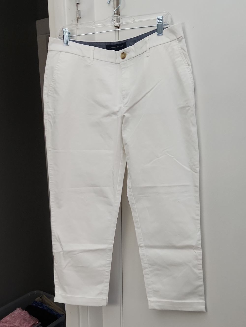 Tommy Hilfiger Women's White Roll Cuff Chinos